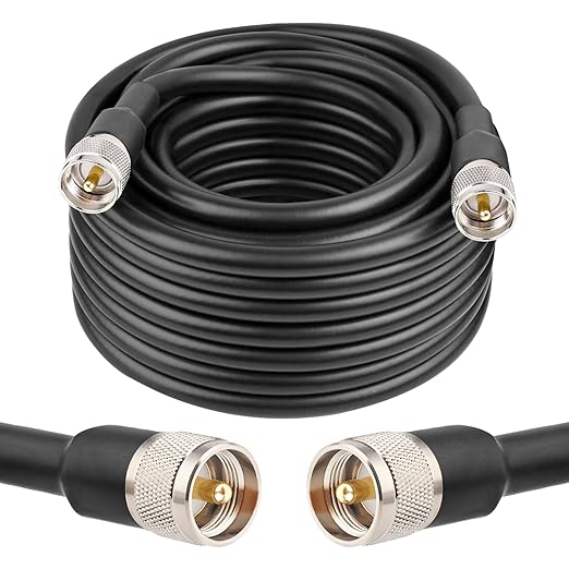 MOOKEERF 40ft KMR400 PL259 Male to Male Coaxial Cable - Low Loss UHF Cable for HAM, VHF Radio, SWR Meter, Antenna Analyzer