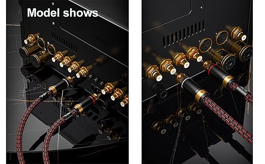 Auidophile 2RCA Male to 2RCA Male Stereo Subwoofer Audio Cable,Hi Fi, 3U Gold Plated | 4N Oxgen-Free Copper Core (4.9 Feet (1.5M))