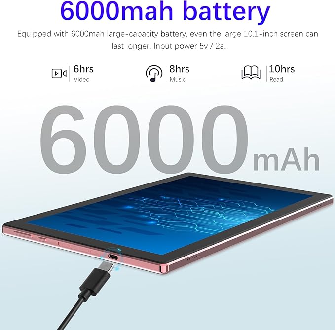 COOPERS Tablet Android 15, 10 inch Tablet 12GB RAM+64GB ROM Max 1TB, 1.8Ghz Quad-core Processor, 5G WiFi6, 6000mAh Battery Dual Camera, 2 in 1 Tablets with Keyboard Case Mouse Stylus, Widevine L1 Pink