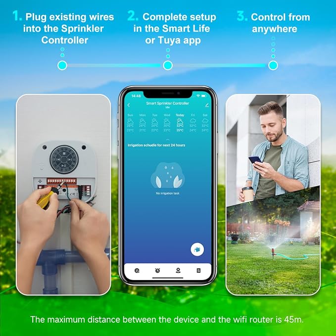 Smart Sprinkler Controller Pro, 12-Zone/Station Irrigation System, GreenVation 2.4G/5GHz WiFi Water Timer for Outdoor Garden/Yard/Lawns(with Water Pump and Rain Sensor Connection Interface)