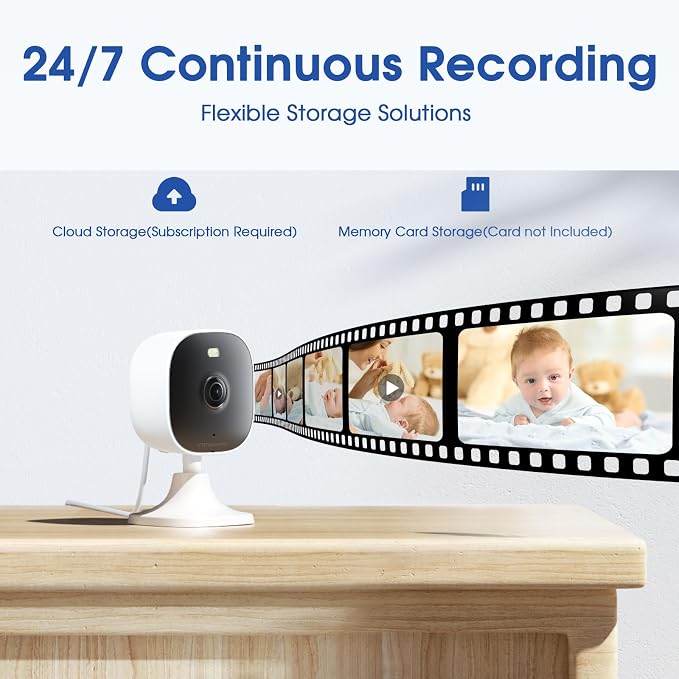 4MP Cameras for Home Security with Audio and Video, Indoor Security Camera for Baby Monitor, 2.4g/5g Outdoor Cameras for House/Pet/Baby, Plug&Play, Support 128G Card (Not Included), 9.84ft Wire