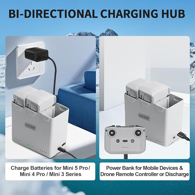 Intelligent Flight Battery Plus (2-Pack) with Two-Way Charging Hub for DJI Mini 4 Pro, Mini 3 Pro, Mini3 drone, 3850mAh 7.38V (2 Batteries with a Bi-Directional Charging Hub)