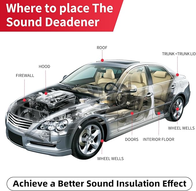 Sound Deading Material for Cars, 157mil(4mm) 107.64sqft Sound Deadening Mat - Automotive Noise Insulation and Vibration Dampening Material Foam for Auto Audio, Door, Roof, Floor and Trunk
