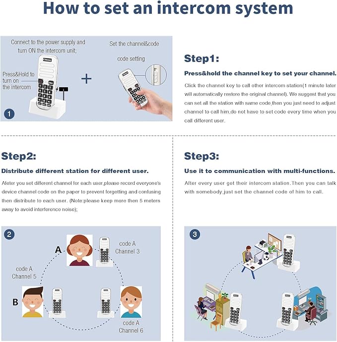Intercoms Wireless for Home, 1 Mile Long Range for House Business Office, Handheld Room to Room Communication System, Rechargeable Loud & Clear 10-Channel Anti-Interference Intercom System