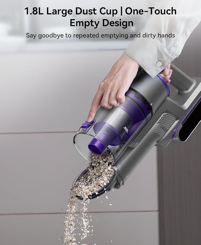 Cordless Vacuum Cleaner 60,000Pa,70 Min 150,000PRM Vacuum Cleaner, 18-Layer Filtration Vacuum, Self-Standing Vacuum Cleaners for Home with 1600ml Cup for Pet Hair Carpet Hardwood Floor Car X18