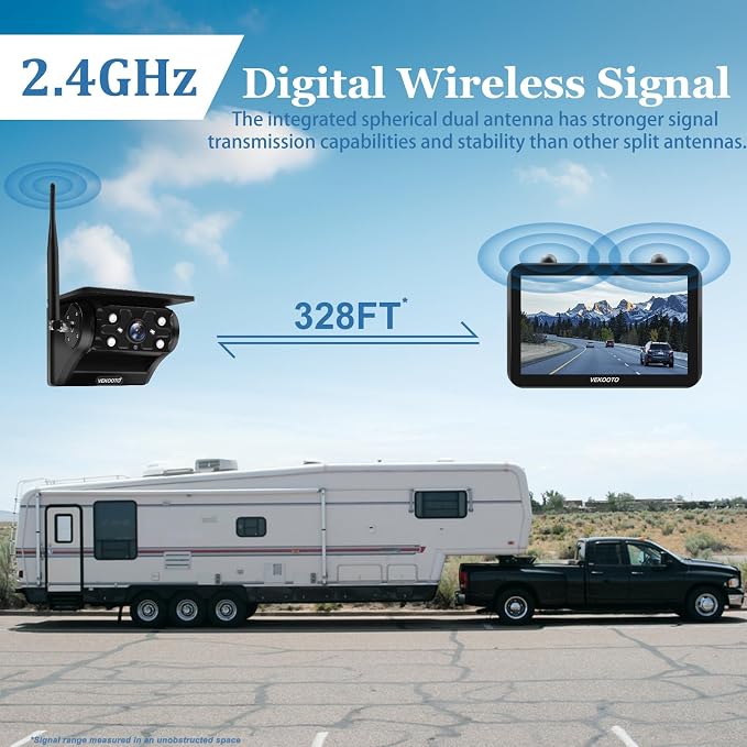 VEKOOTO VK7 Magnetic Solar Wireless Backup Camera, 7'' IPS Touchscreen Monitor HD1080P No Wiring 15,000mAh Rechargeable Camera System for Hitching Gooseneck Horse Trailer RV Camper Car Truck