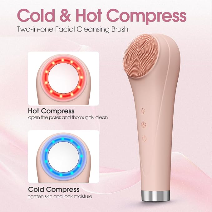 Facial Cleaning Brush, Facial Scrub Facial Scrub Brush, Men & Women Rechargeable Facial Electric Facial Scrub Cleansing Brush Pink