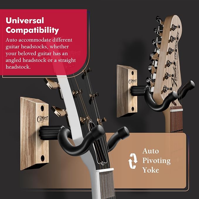 Black Guitar Wall Mount 5 Pack, Picks and Pick Holders, Ashwood
