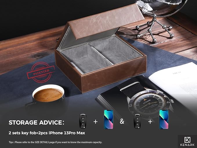 KK7 PLUS Faraday Box for Key Fobs, Signal Shielding Storage, Key cases | KENARK • Signal Shielding • Magnetic Closure • Modern Storage Design • Home & Office Use
