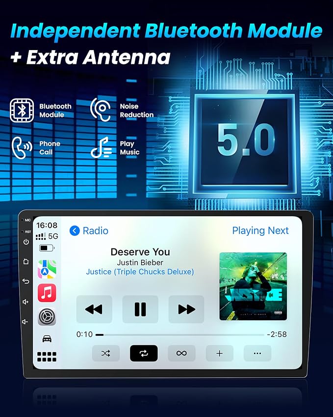 5G WiFi Car Radio for Chevy Silverado 2014-2018: 10inch 1280 * 800P HD IPS Touchscreen Stereo Wireless Carplay Andriod Auto Bluetooth GPS 1080P Backup Camera FM SWC