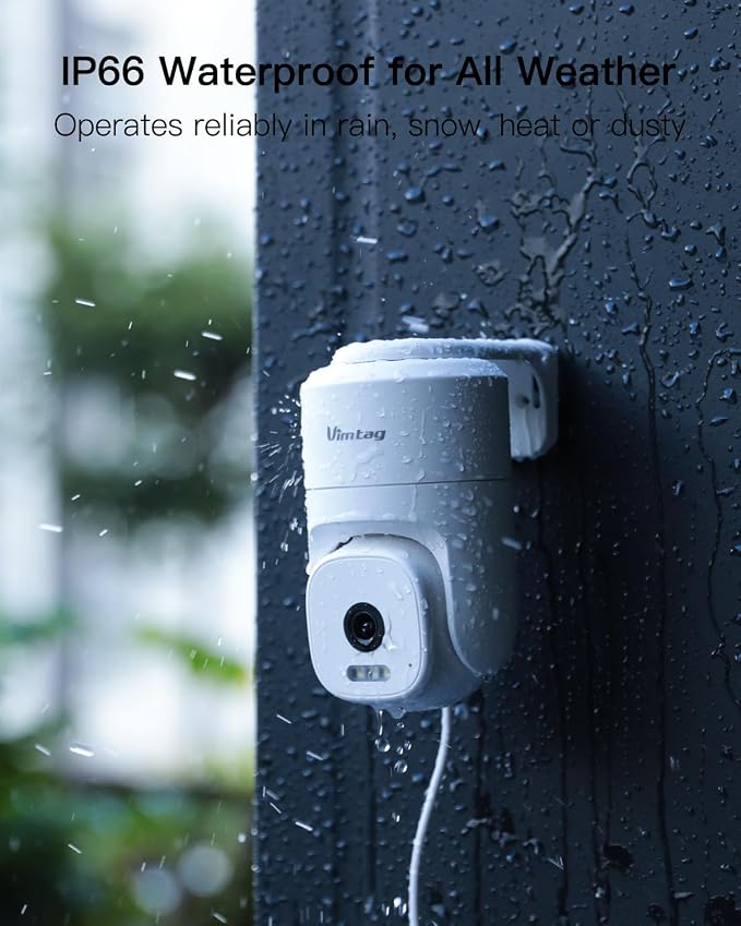VIMTAG 2.5K 4MP Outdoor Security Camera, Pan/Tilt WiFi Home CCTV Camera, 360° View & Motion Tracking, Color Night Vision, 2-Way Audio, AI Detection Alarm, IP66, Cloud & SD Card Storage, Works w/Alexa