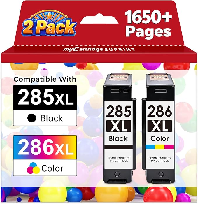 PG-285XL CL-286XL Replacement for Canon 285 and 286 Ink Cartridges PG-285 XL Black CL-286 XL Color Work with Canon Pixma TS7720 TS7722 TR7820 Inkjet Printer Ink Cartridges, 3X High Yield (Black Color)