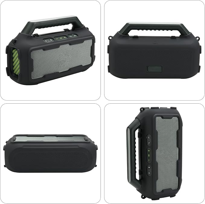 Silicone Cover Compatible with Soundcore Boom 2 Outdoor Speaker, Travel Silicone Sleeve Case Shockproof Protective Cover Soft Skin with Shoulder Strap (Black)