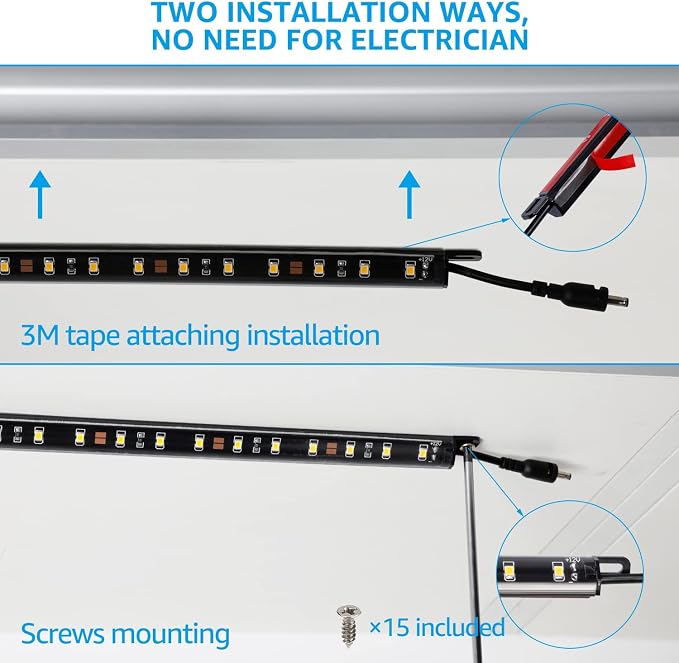 TORCHSTAR Voice Control Smart LED Safe Lighting Kit, (6) 12 Inch Dimmable Linkable Light Bars, Compatible with Alexa&Rocker Switch, 100-240V UL Power Adapter 900LM for Under Cabinet, 3000K Warm White