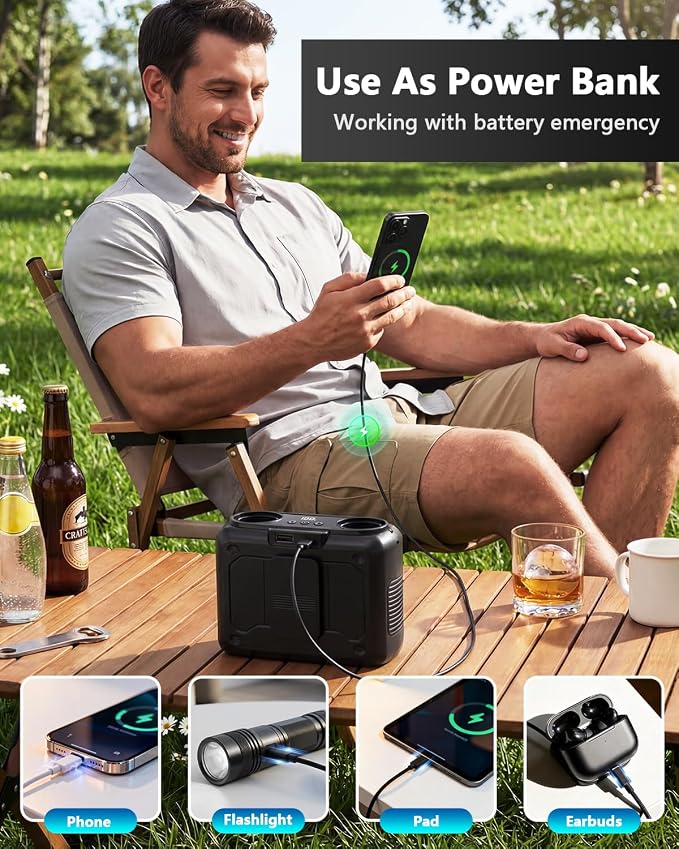 20000mAh Personal Fan - 22000RPM Dual Motors Rechargeable Fans with 200% Strong Airflow True High Speed, Up to 41H Cooling Time Portable Waist Fan for Jobsite Travel World Cup, Gifts for Men Dad Him