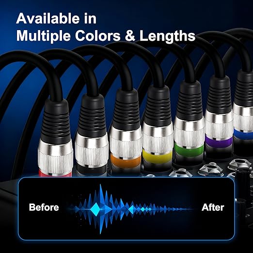 Balanced XLR Cable, 3ft 6 Packs, 3 Pin Male to Female Microphone Cable, XLR to XLR Mic Cable for Speaker or PA System, PVC Jacket