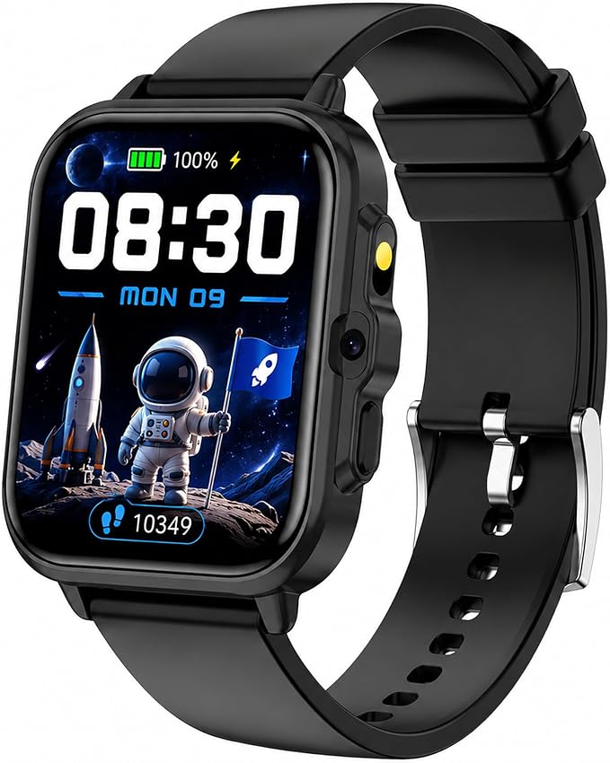 Smart Watch for Kids, 1.85" Fitness Tracker with Camera, Game, Music, SOS, AI, Alarm Clock, Video,Parent Control, 24/7 Heart Rate Sleep Monitor, 100+ Sport Modes, IP68 Waterproof, Gifts for Boys Girls