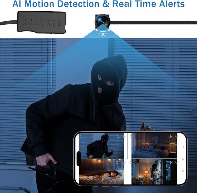 DIY Hidden Camera Module, Mini Spy Camera WiFi for Inside Home, 1080P Indoor Wireless Security Camera with Phone App, Bluetooth Setup, SD Auto Record Without WiFi, Covert Nanny Cam for Indoor