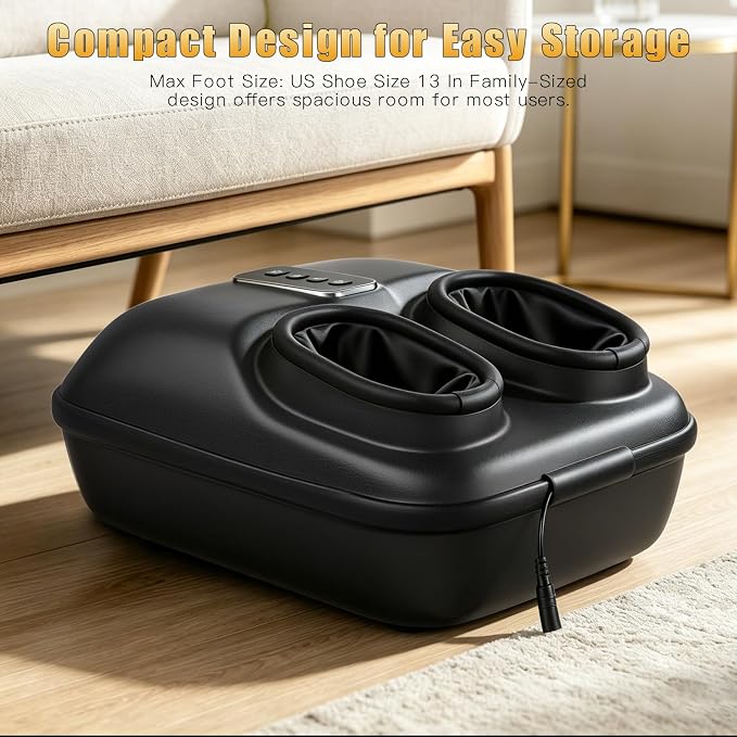 Foot Massager with Heat, Heated Foot Massager for Neuropathy Plantar Fasciitis, Upgrade 6 Airbags 29 Nodes Deep Rolling, Compression, Ankle Kneading, Gifts for Men Women