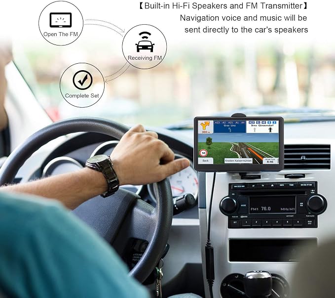 GPS Navigation for Car Truck - Navigation System 7 Inch Touchscreen Navigator with，2026 Map (Free Lifetime Updates),RV Vehicle GPS for Trucker with Speed Warning, Voice Guidance