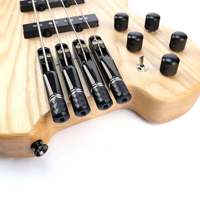 Pack of 4 Individual Single Tubular Fixed Bridge 4 String Electric Bass Bridge for Headless 4-string Bass Replacement Parts （Conductive Black）