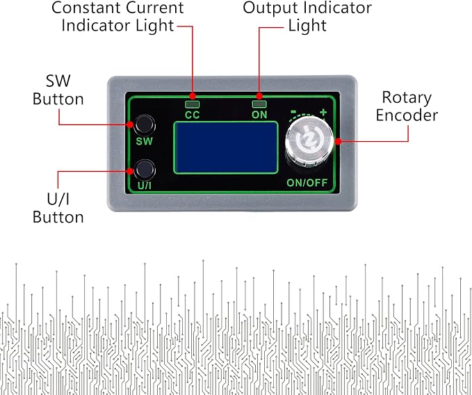 CNC Buck Adjustable Power Supply Module, Adjustable Buck Converter 50V 20A 1000W Voltage and Ammeter DC Voltage Regulator, LCD Display/DC Converter/DC CNC Power Supply/DC Converter Gray