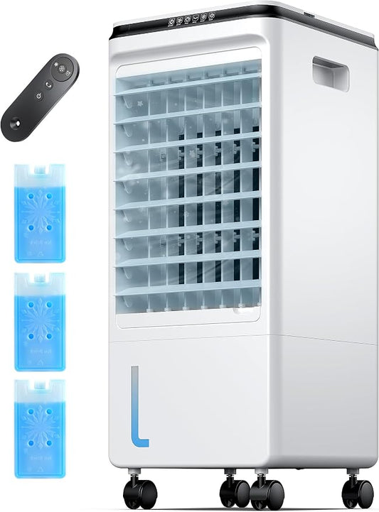 Portable Air Conditioners, 3-IN-1 Evaporative Air Cooler, Swamp Coolers w/ 3Ice Pack, 1.85 Gal Water Tank, 4 Modes, 80° Oscillation, 7H Timer, Portable Ac for Bedroom, Room Pearl