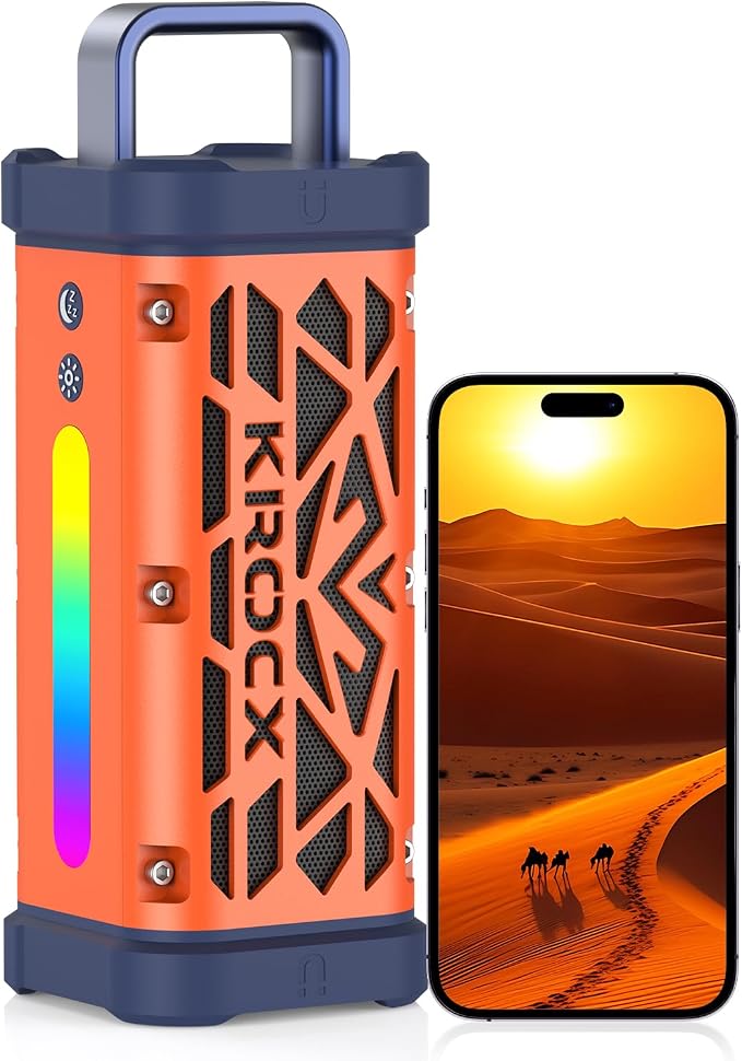 TRAVOR Magnetic Bluetooth Speaker, 45W, All-Aluminum Build Rugged Outdoor Speaker Portable, Deep Bass, IP68 Waterproof, TWS Wireless Speaker for Camping, Golf Cart & Beach (Blaze Orange)