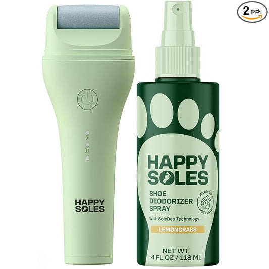 Electric Callus Remover & Shoe Deodorizer Spray Bundle - Rechargeable Pedicure Tool + Odor Fighter for Shoes (Lemongrass)