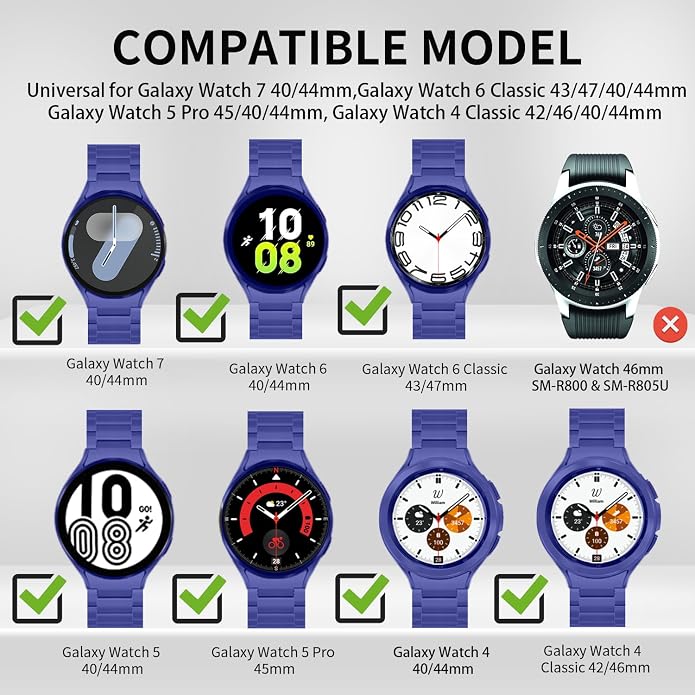 GOLDTOLUCK No Gap Stainless Steel Band Compatible with Samsung Galaxy Watch 8 7 6 5 4 Classic FE Pro Ultra 40mm 44mm 46mm 43mm 47mm 45mm 42mm Replacement Men Women Milanese Metal Elegant Casual