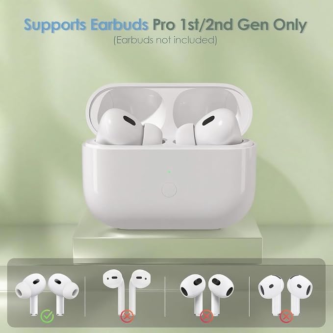 Wireless Charging Case Replacement Case for AirPods Pro 1/2 (L-Port) | Qi-Certified Charger Case for AirPods, Bluetooth Pairing Sync Button, 450ahM