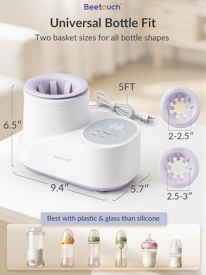 360° Airflow Heating Waterless Baby Bottle Warmer with Gentle Rock Motion for Breastmilk and Formula - Precise Temperature Control & Even Heat Distribution
