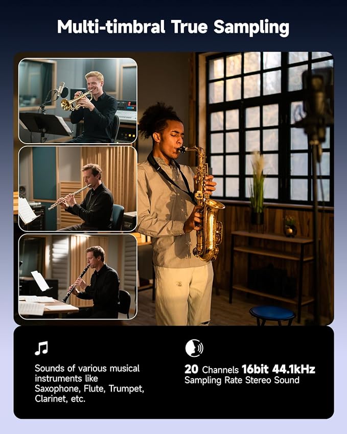 Eastar Digital Woodwind Electric Saxophone for Beginners, 27 Tones, Silent Practice, Hi-Fi Speaker, Adjustable Airflow, Reverb Effect, Rechargeable Battery, MIDI, BT Support, EDA-100