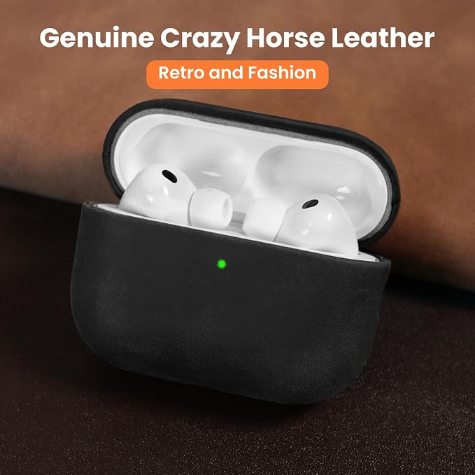 for AirPods Pro 3 Case, Handcrafted Vintage Genuine Leather Shockproof Cover Accessories with Lanyard Compatible with Apple AirPods Pro 3rd Generation 2025