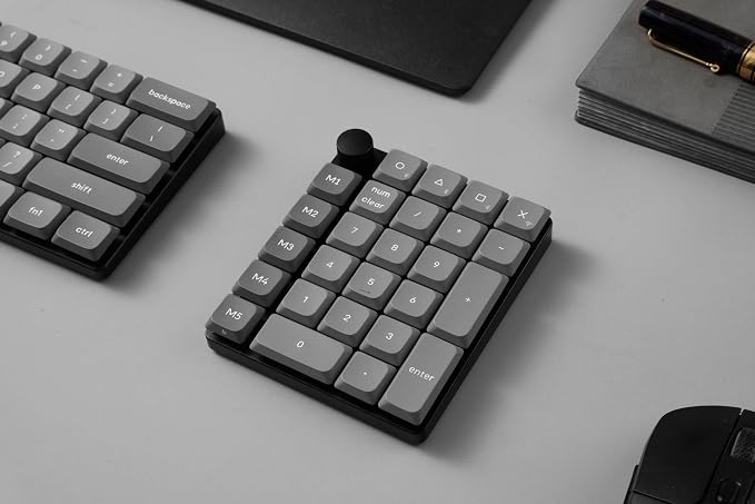 Keychron K0 Max Wireless Low-Profile Number Pad, QMK/VIA Programmable, Hot-Swappable Banana Switch, RGB Backlit, 2.4GHz & Bluetooth 5.3, 1000Hz Polling Rate, with Knob, for Windows/Mac