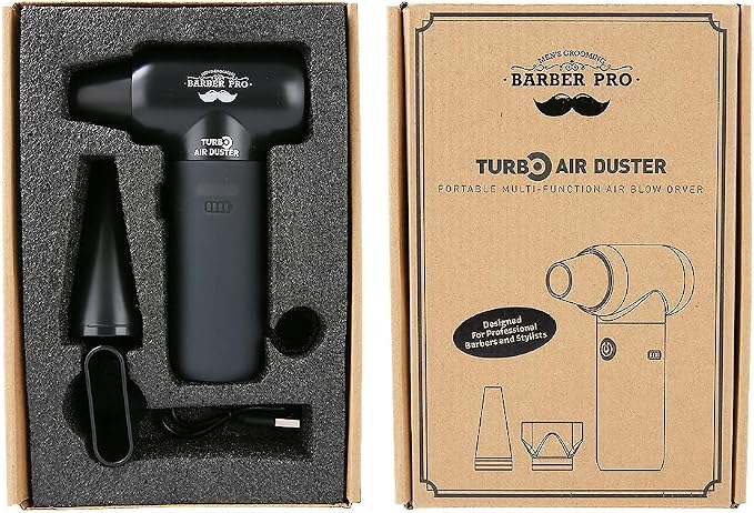 Compressed Air Duster - Electric Duster for Hair Barber, 3 Gear Mini Portable Jet Dry Air Blower, Cordless Vacuum Cleaner, for PC, Office,Salon, Fan, Laptop, Keyboard, Car -Black