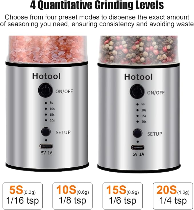 Larger Capacity Electric Salt and Pepper Grinder Set, Rechargeable Salt and Pepper Shakers Set, Kitchen Gadgets Salt and Pepper Mill,Perfect Dad Gifts