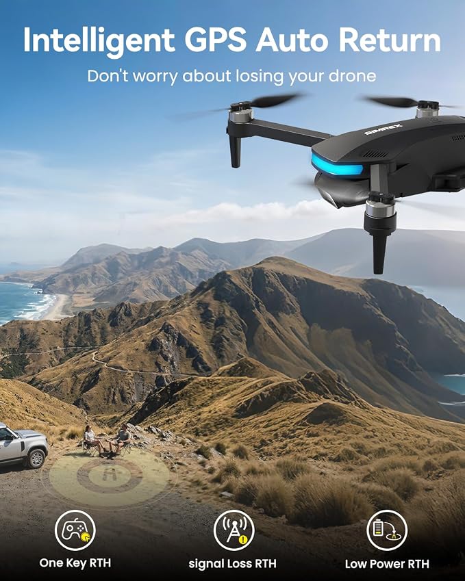 SIMREX GPS Drone with 4K Camera for Adults , Brushless Motor Drones for Beginners ,5G WiFi FPV Foldable, Auto Return , Optical Flow & Altitude Hold,Gesture Control,Follow Me, Waypoint Flight, Toys Gifts for Kid Teen Boys(Black）