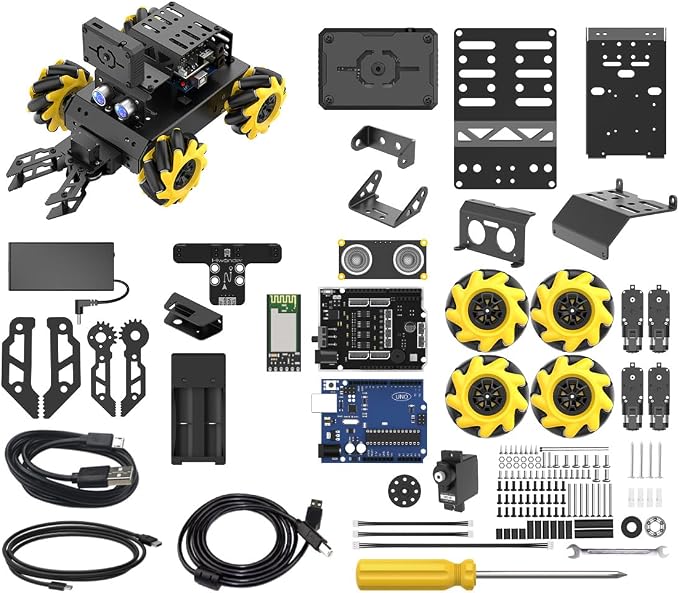 LewanSoul Robotic Kit for Arduino Robot Car AI Camera Vision Recognition Tracking Obstacle Avoidance Pick-and-Place Gripper, Programmable STEM Robot Gift for Ages 12 14 16+, miniAuto Advanced Kit