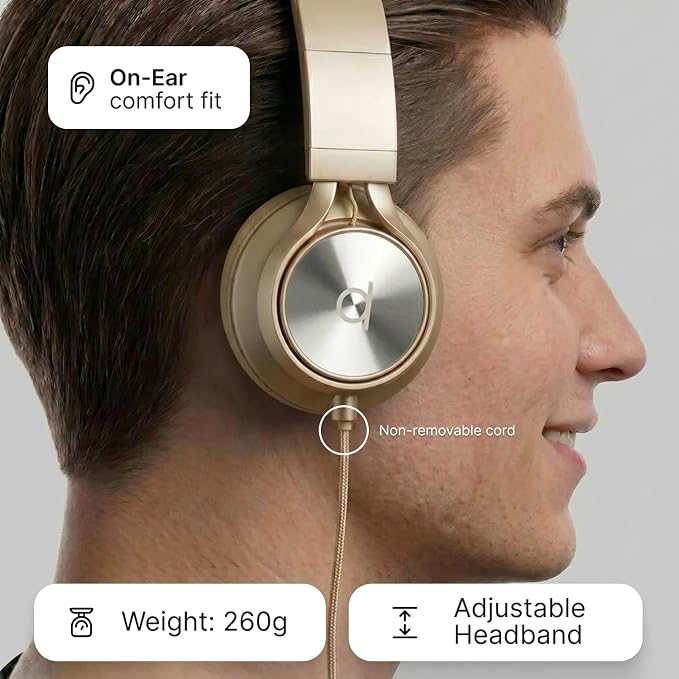 ARTIX CL750 Wired Headphones with Mic — Noise Isolating On-Ear Headphones for Computer and Laptop Wired, Plug in Corded Headphone with Wire (Foldable, Aux Jack 3.5mm)