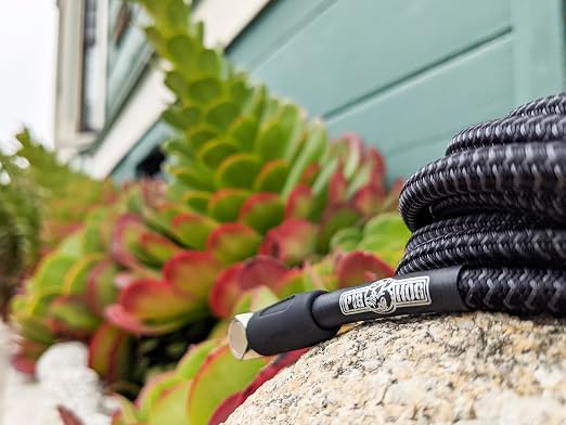 Pig Hog PC-H10BKR 1/4" Right-Angle to 1/4" Black Woven Guitar Instrument Cable, 10 Feet