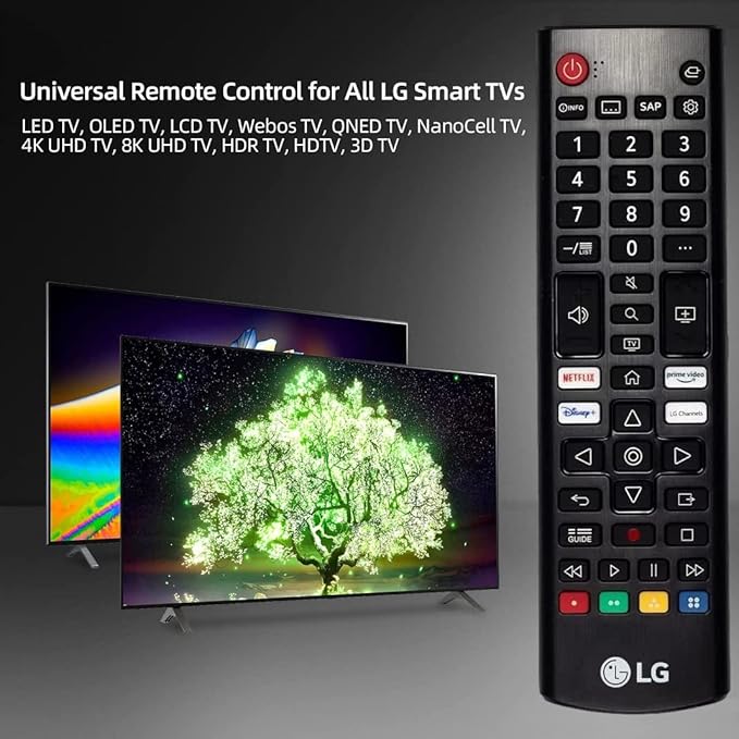 OEM Replacement Universal Remote Control AKB76037601/AKB76040302 fits All LG LED OLED LCD Webos 4K 8K UHD HDTV HDR Smart TV with Prime Video, Disney Plus, Netflix, LG Channels Shortcuts