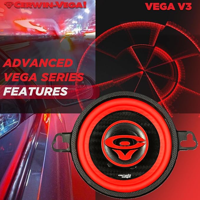 CERWIN-VEGA! V3 3.5" VEGA 2-Way 180 Watts 4 Ohm Coaxial Full Range Speakers(Pair)