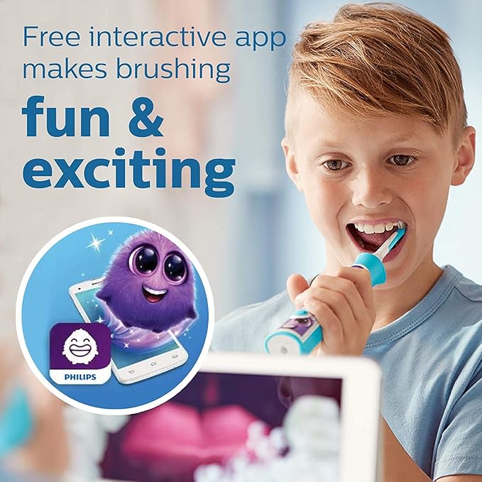 Philips Sonicare for Kids 3+ Bluetooth Connected Rechargeable Electric Power Toothbrush, Interactive for Better Brushing, Pink, HX6351/41