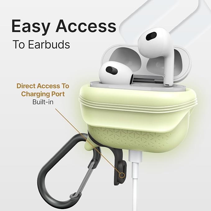Catalyst Waterproof Case for AirPods 3rd Generation (2021) - Wireless and USB-C Charging Compatible AirPods 3rd Generation Case, Drop Protection Cover for AirPods 3 One Piece Design with Carabiner