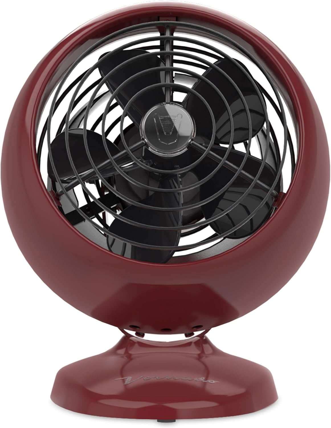 Vornado VFAN™ Mini Fan, Classic Vintage Circulator, Retro Metal Air Circulator, For Desk & Bedside, 2 Speeds, Adjustable Tilt, Personal Cooling with Targeted Airflow, Quiet Fan, Claret
