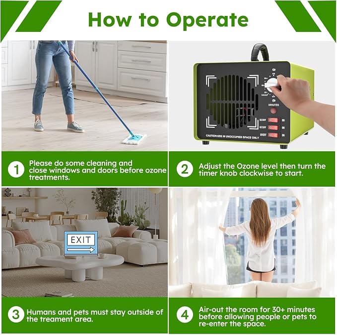 Ozone Generator 50,000mg/h with 180 Min Timer Independent Light | Powerful Odor Removal Portable Ozone Air Purifier with O3 Odor Clean for Large Spaces (10,000 Sq.Ft), Cars, Homes, Hotel
