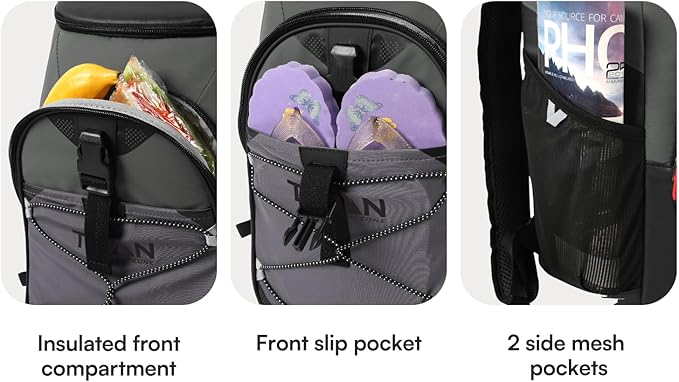 Titan by Arctic Zone Backpack Cooler, Insulated Soft Sided Bag with Leak Proof Lining and Padded Straps, for Lunch, Picnic, and Travel, 24 Can Capacity