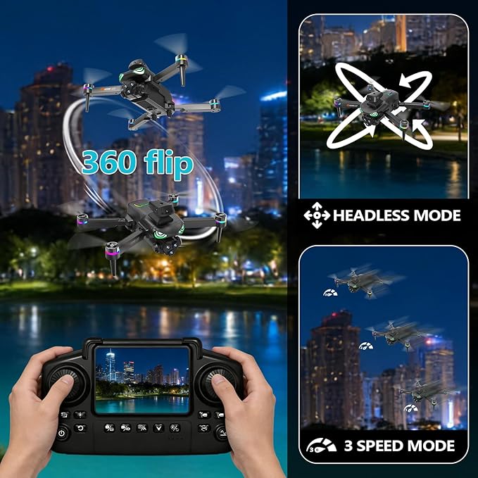 Drone with camera for adults, screen on controller, drone with obstacle avoidance, 2 Batteries, Optical Flow Positioning, One-Touch Takeoff/Landing, drone with camera for kids, toys for boys