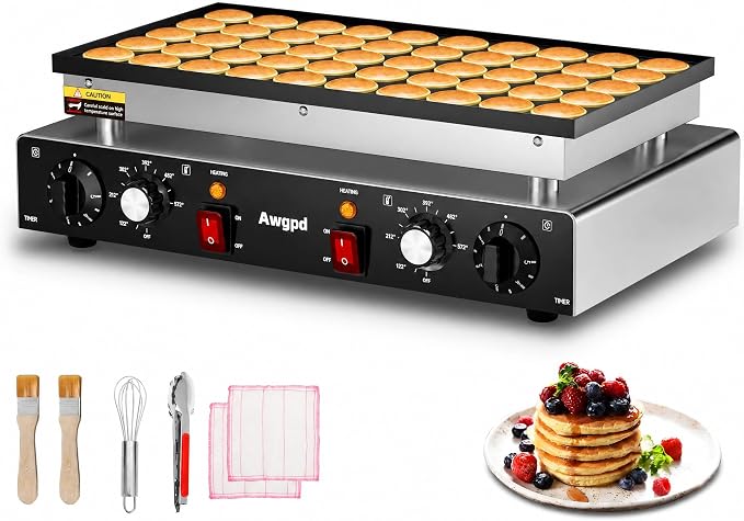 1700W Mini Dutch Pancake Baker,50PCS Electric Commercial Dutch Pancake Baker with Nonstick,110V Dutch Pancake Cooker for Restaurant and Kitchen,Dessert Breakfast